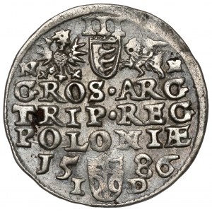 Stefan Batory, Trojak Olkusz 1586 - NH bei Wappen