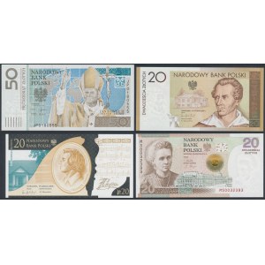 Banknoty kolekcjonerskie - Jan Paweł II, Słowacki, Chopin i Skłodowska (4szt)