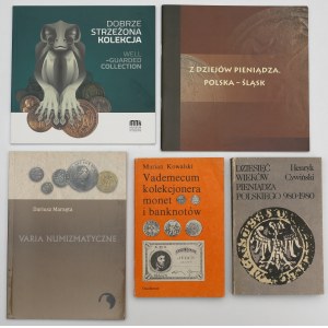 Zestaw literatury numizmatycznej (5szt) - katalogi monet i banknotów + broszury