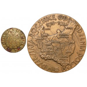 Powszechna Wystawa Krajowa Poznań 1929 - duży medal i przypinka