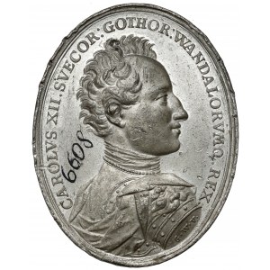 Szwecja, Karol XII, Medal 1713 - bitwa z Turkami pod Bender