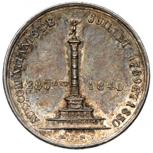 France, Medal 1840 - Siege Prise de la Bastille / aux Comraitanis de Jubilet