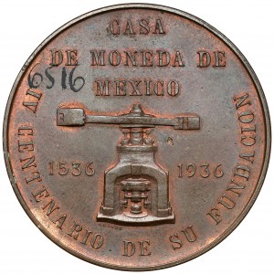 Mexico, Medal 1936 - Casa de Moneda de Mexico / IV centenario de su Fundacion