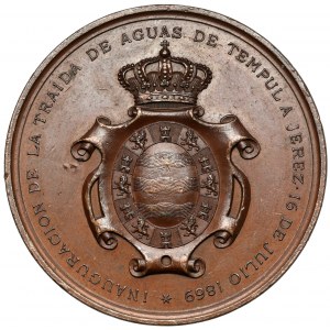 Spain, Medal 1869 - water supply to the city of Jerez de la Frontera