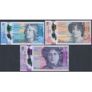 Schottland, 5, 10 und 20 Pfund Sterling 2016-2019 - Polymere (3Stück)