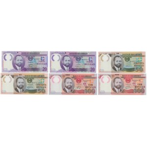 Mozambique, 20, 50 & 100 Meticais 2011-2017 (6pcs)