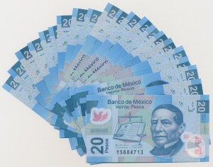 Mexico, 20 Pesos 2006-2016 - Polymers (21pcs)