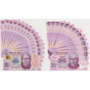 Meksyk, 50 Pesos 2004-2016 - KOLEKCJA - polimery (28szt)