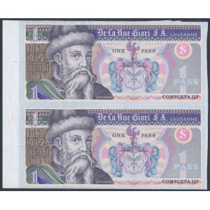 Thomas De La Rue, TestNote - Gutenberg - 1 Pass - nierozcięte 2 sztuki