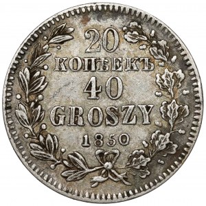 20 Kopeken = 40 Groschen 1850 MW, Warschau