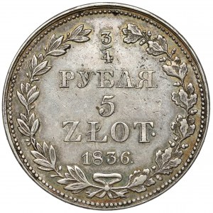 3/4 rubla = 5 złotych 1836 MW, Warszawa - hybryda