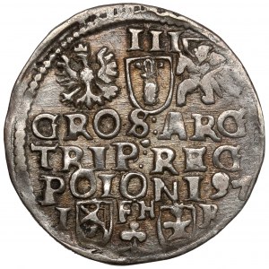 Zygmunt III Waza, Trojak Poznań 1597 - CIEKAWA zbroja i kryza