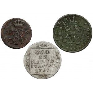 Poniatowski, Half-penny - Silver penny 1767-1768, set (3pcs)
