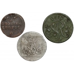 Poniatowski, Half-penny - Silver penny 1767-1768, set (3pcs)