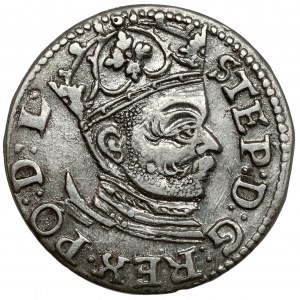 Stefan Batory, Trojak Riga 1585 - niedrige Schulter