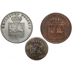 Novemberaufstand, 3-10 Groszy und 2 Zloty 1831, Satz (3Stück)