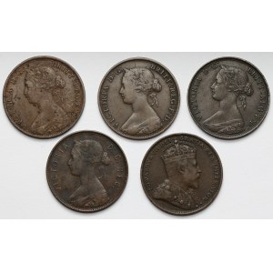 Canada - cents 1861-1904, Newfoundland, Nova Scotia, New Brunswick - lot (5pcs)