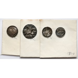 Cross denarius and denarius with shrine, set (4pcs)