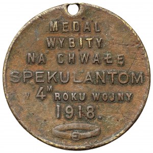 Medal Wybity na Chwałę Spekulantom 1918