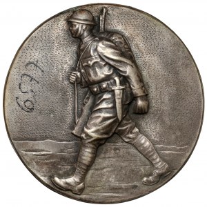 Medaille, Soldat im Schritt nach links