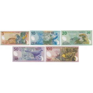 Nowa Zelandia, 5 - 100 Dollars (2005-2014) - polimery (5szt)