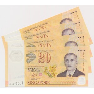 Singapur, 20 Dollars 2007 - seria A - D - polimery (4szt)