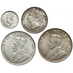 New Foundland, 5-50 cents 1900-1941, lot (4pcs)