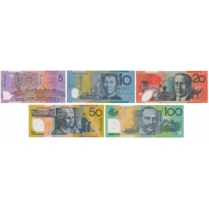 Australia, 5 - 100 Dollars 1995-2012 - Polymers (5pcs)