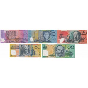 Australia, 5 - 100 Dollars (1995-2014) - polimery (5szt)