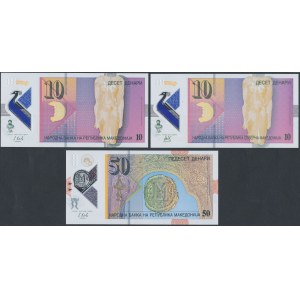 Mazedonien, 2x 10 und 50 Denari 2018-2022 - Polymere (3pc)