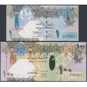 Katar, 1 und 100 Riyals (2003-2007) - Satz (2 St.)