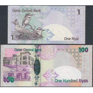 Katar, 1 i 100 Riyals (2003-2007) - zestaw (2szt)
