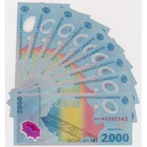 Rumunia, 2.000 Lei 1999 - A - polimery (9szt)