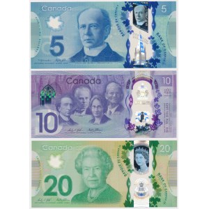 Kanada, 5, 10 i 20 Dollars 2013-2017 - polimery (3szt)