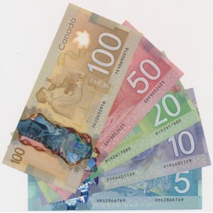 Canada, 5 - 100 Dollars 2011-2013 - polymers (5pcs)