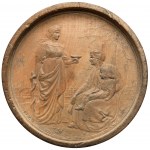 Medal w drewnie / Klocek warcabowy - Wystawa Higieniczna w Warszawie 1896
