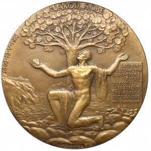 Czech Republic, Medallion (15cm) 1918 - 50 years since the foundation stone was laid for the National Theater