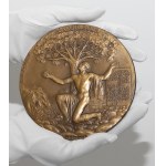 Czechy, Medalion (15cm) 1918 - 50 lat od wmurowania kamienia węgielnego pod Teatr Narodowy