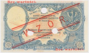 100 złotych 1919 - WZÓR - niski nadruk, z perforacją