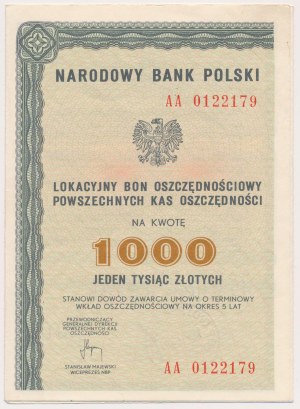 NBP, Lokacyjny Bon Oszczędnościowy 1.000 zł
