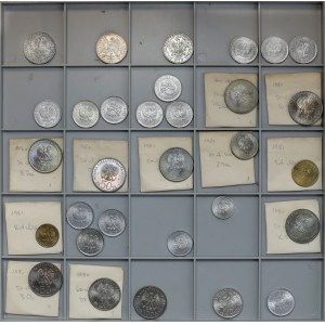 Tablett mit PRL-Münzen - einige schöne Cuproons und Zlotys 1970-72