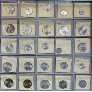 Tablett mit PRL-Münzen - darunter die unzirkulierte 1971er Rybak