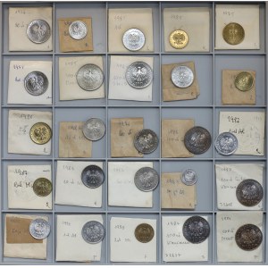 Tablett mit PRL-Münzen - Ende der PRL - viele geprägte Münzen