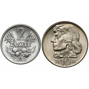 2 i 10 złotych 1959 - Jagody i Kościuszko (2szt) - rzadkie