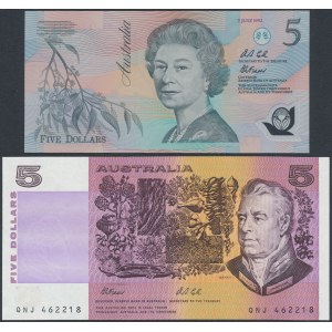 Australien, 5 Dollars 1991 und 5 Dollars 1992 - in Mappe (2 St.)