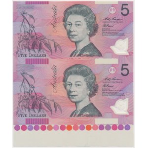 Australia, 5 Dollars 1996 - polymers - Vertical Pair