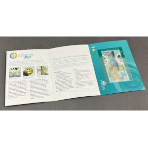 Kazakhstan, Astana 2014 - polymer test banknote - in folder