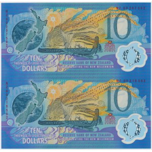 Neuseeland, 10 Dollars 2000 - Polymer - ungeschnitten 2 Stück