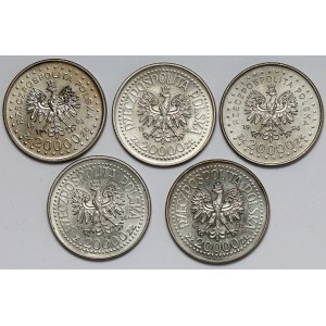 20.000 złotych 1993-1994, zestaw (5szt)