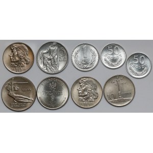 PRL, zestaw monet - w tym mała kolumna, zestaw (9szt)